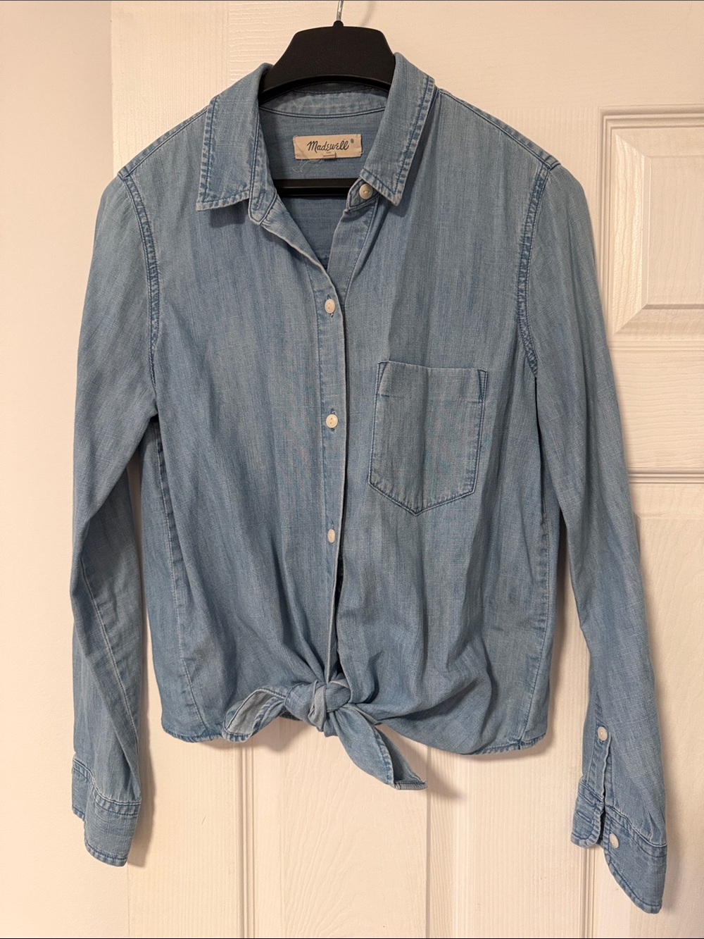 Madewell | Small Denim Tie-Front Shirt in Hillford Wash